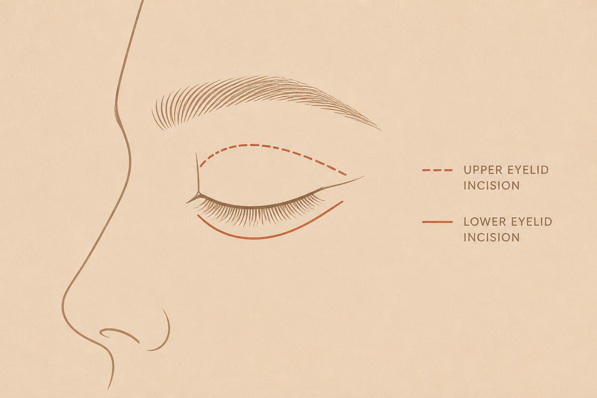 Emplacement des cicatrices de blépharoplastie